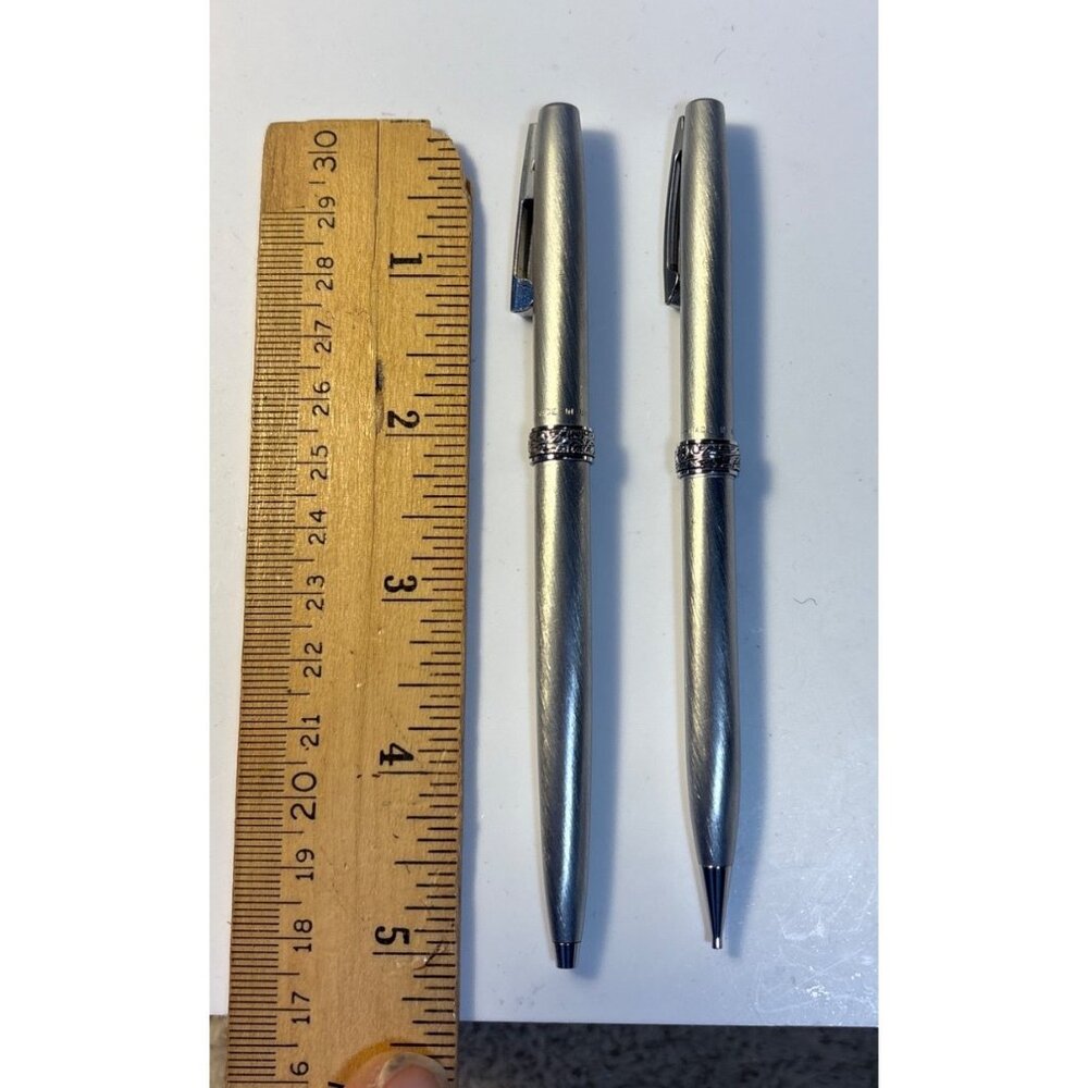 Vintage Lady Scheaffer Pen Pencil Set Florentine Band Silver Tone - Picture 6 of 6